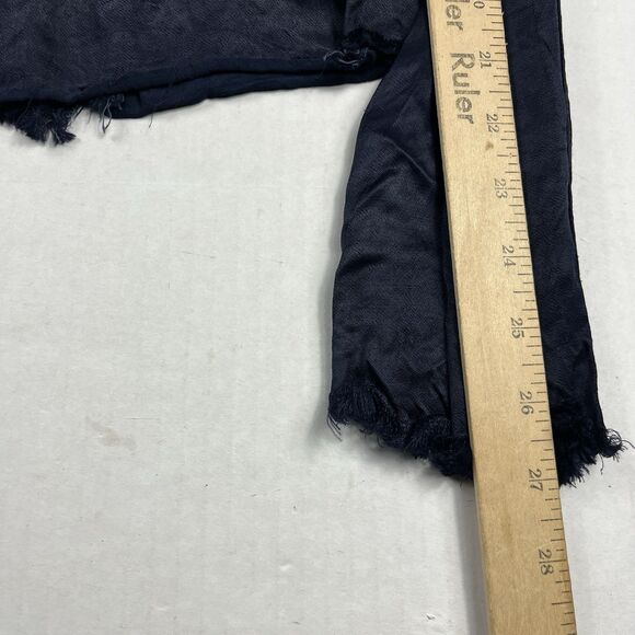 Unbranded Navy Silk Blend Open Blazer Raw Hem Edgy Minimalist Jacket Size 4 - Picture 10 of 12